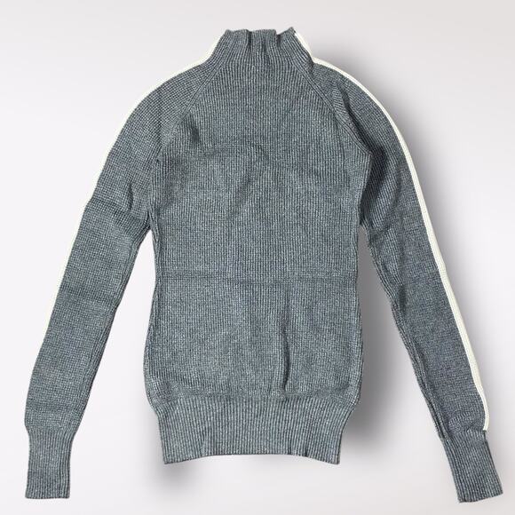 PattyBoutik Mock Neck Raglan Sweater In‎ Gray And Ivory Size S Business Preppy - Picture 1 of 8